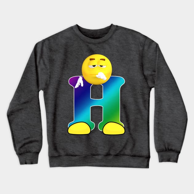 Letter H Alphabet Smiley Monogram Face Emoji Shirt for Men Women Kids Crewneck Sweatshirt by PatrioTEEism